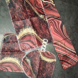 Red and Gold Abstract Curtain Set